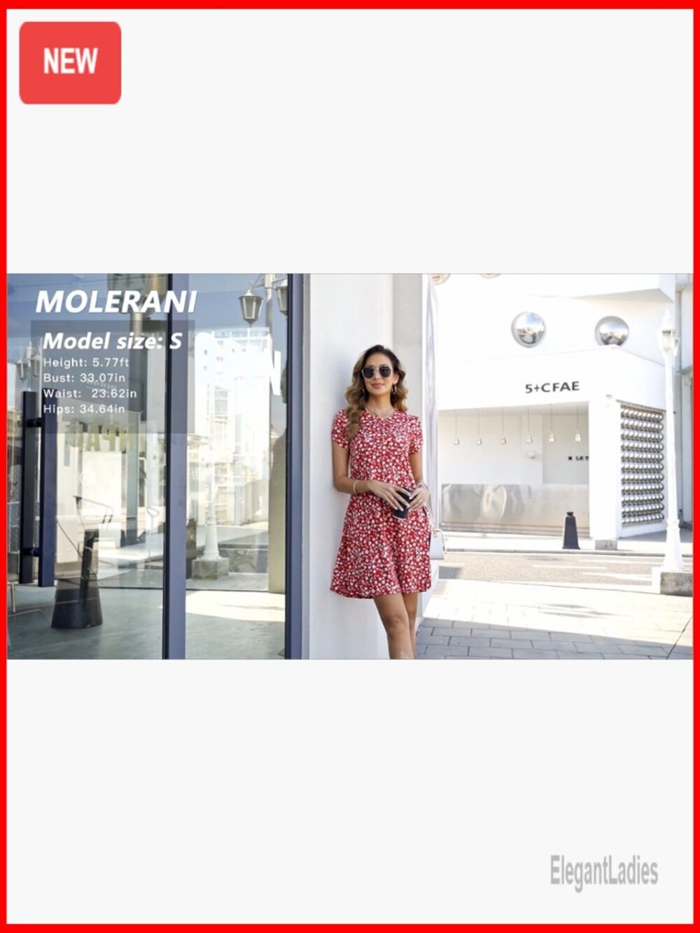Casual Crewneck Petal Sleeve Swing Dress with Pockets - Picture 6 of 6